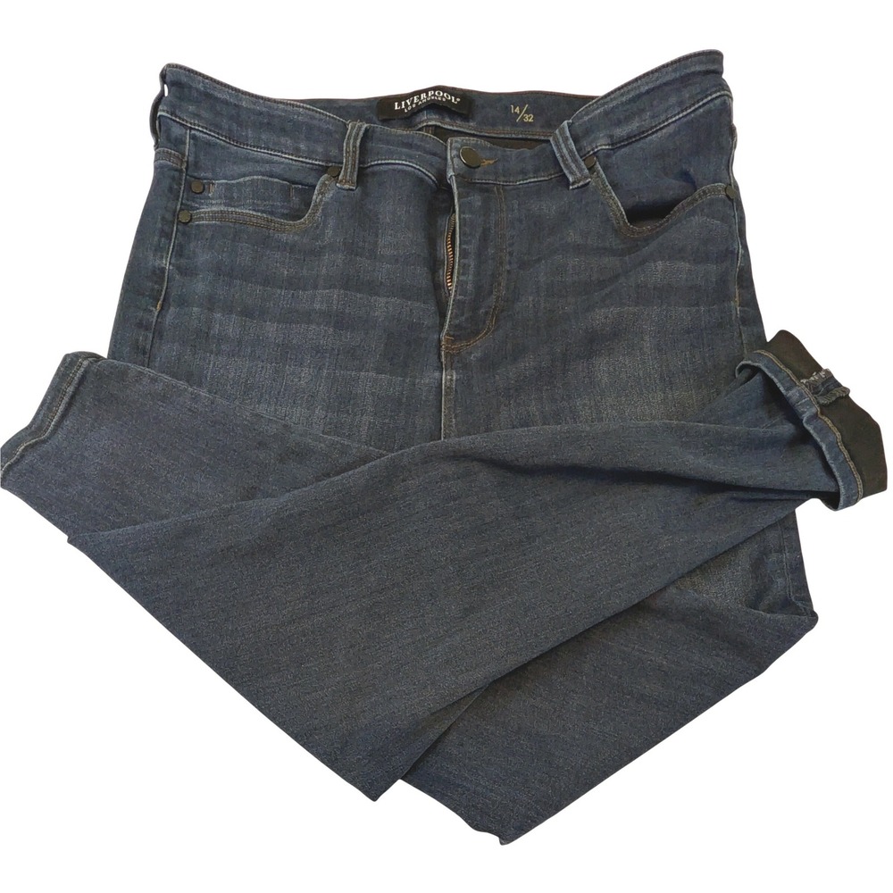 Liverpool Los Angeles High Rise Ankle Jeans Dark Wash Blue‎ Denim Womens 14/32